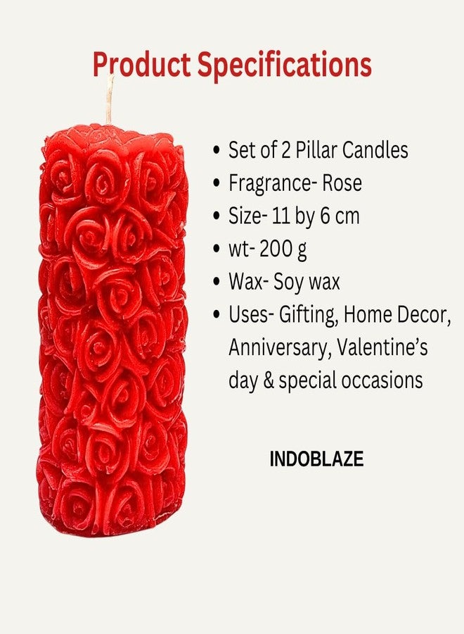 Indoblaze Rose Pillar Candles, Scented Candles for Home Decor and Gifting, Size- Big (2) - Image 3
